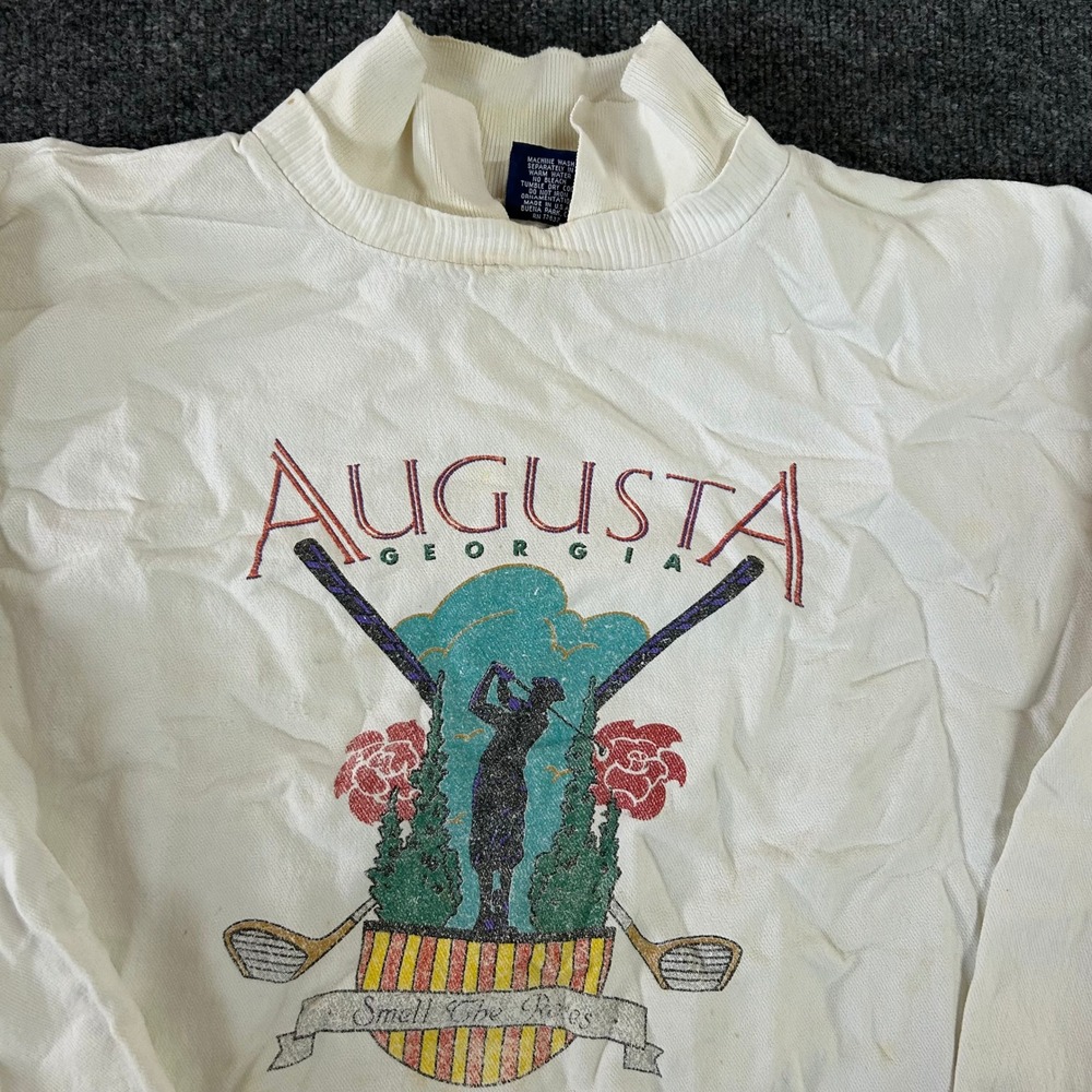 Wek The World Sweatshirt Mens Size L White Augusta Georgia Golf Vintage USA Made